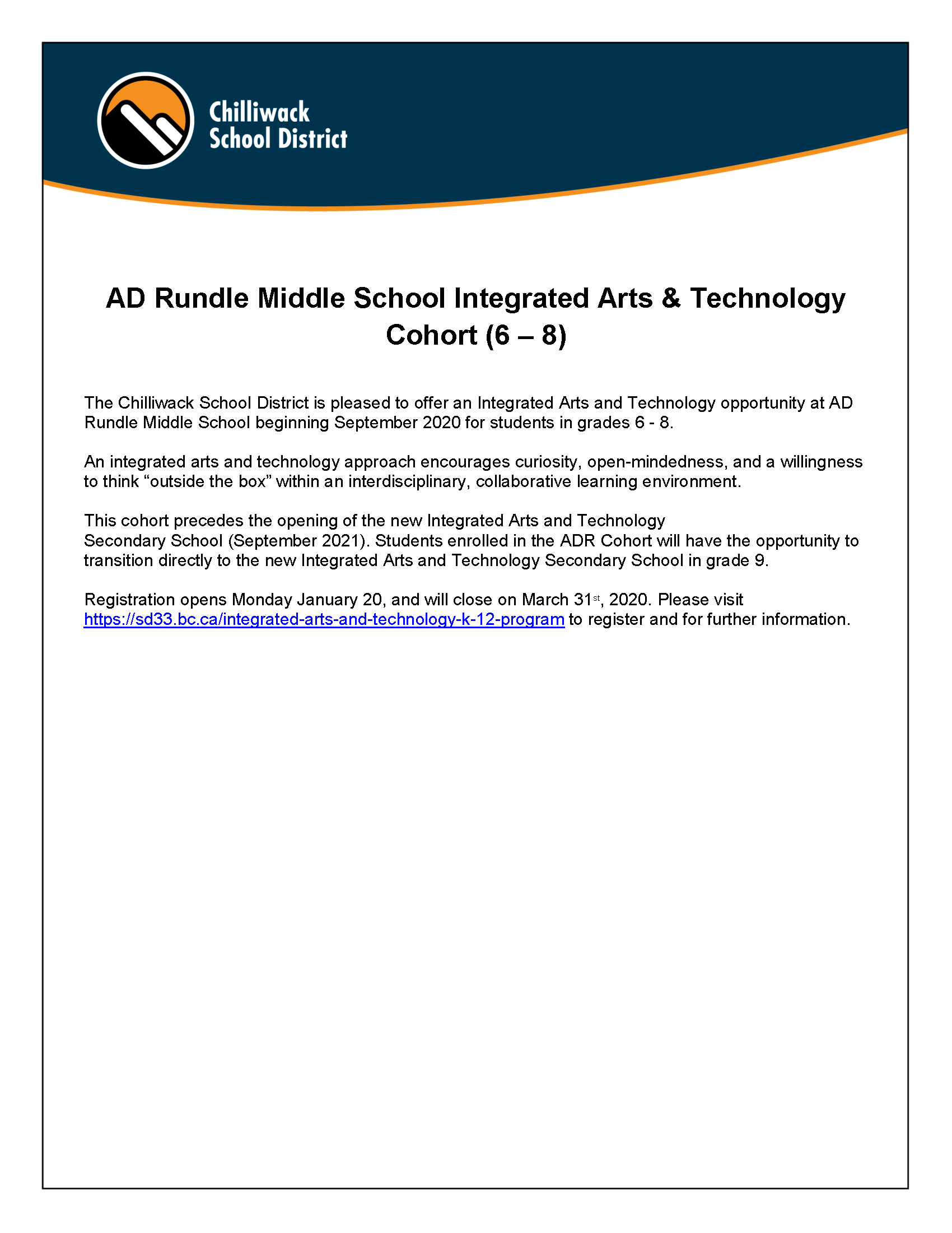 ADR Cohort Letter
